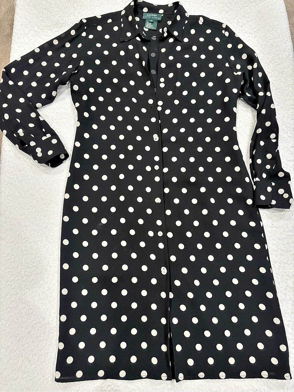 Lauren, Ralph Lauren Polka Dot shirt Dress in Black & White Size 6 Like New
